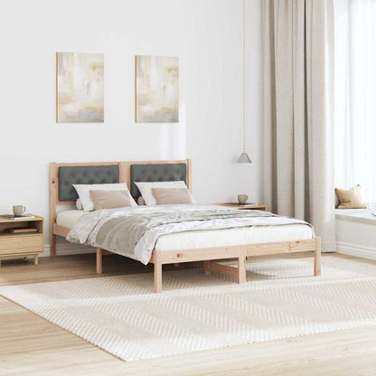 Bed Frame with Headboard Dark Grey 140 x 200 cm Solid Pine Wood
