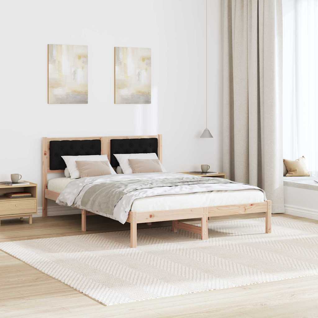 Bed Frame with Headboard Black 140 x 200 cm Solid Pine Wood