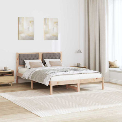 Bed Frame with Headboard Taupe 140 x 200 cm Solid Pine Wood