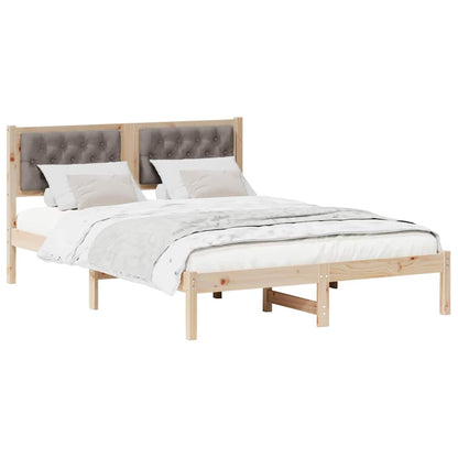 Bed Frame with Headboard Taupe 140 x 200 cm Solid Pine Wood