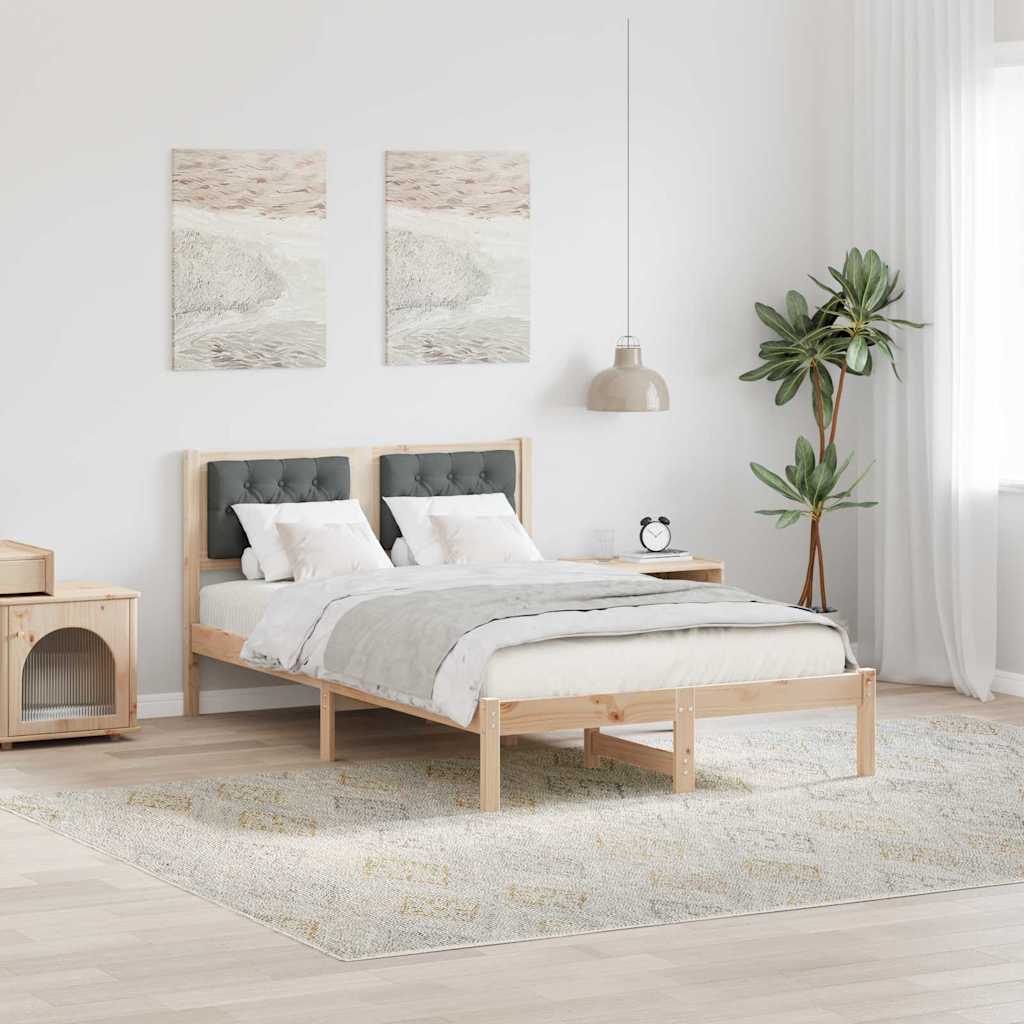 Bed Frame with Headboard Dark Grey 120 x 200 cm Solid Pine Wood