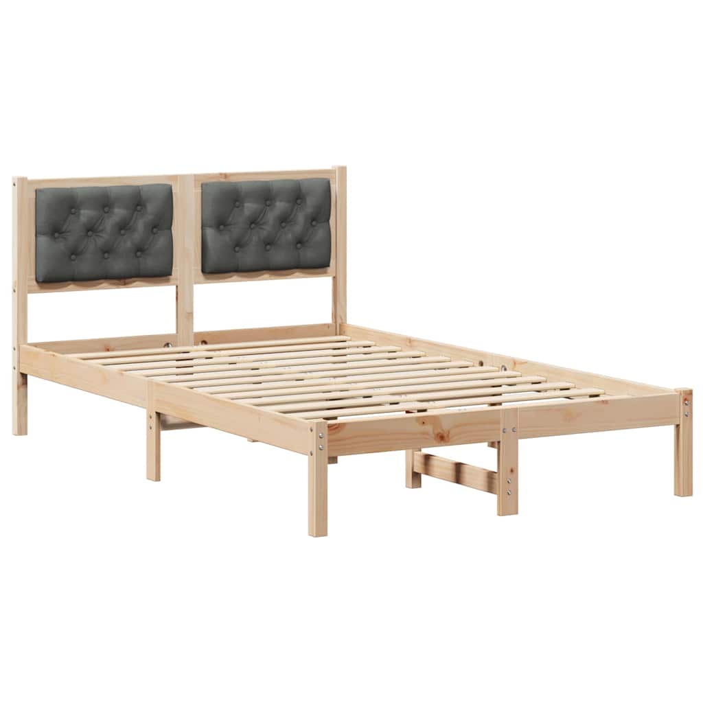 Bed Frame with Headboard Dark Grey 120 x 200 cm Solid Pine Wood
