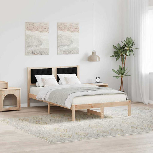 Bed Frame with Headboard Black 120 x 200 cm Solid Pine Wood