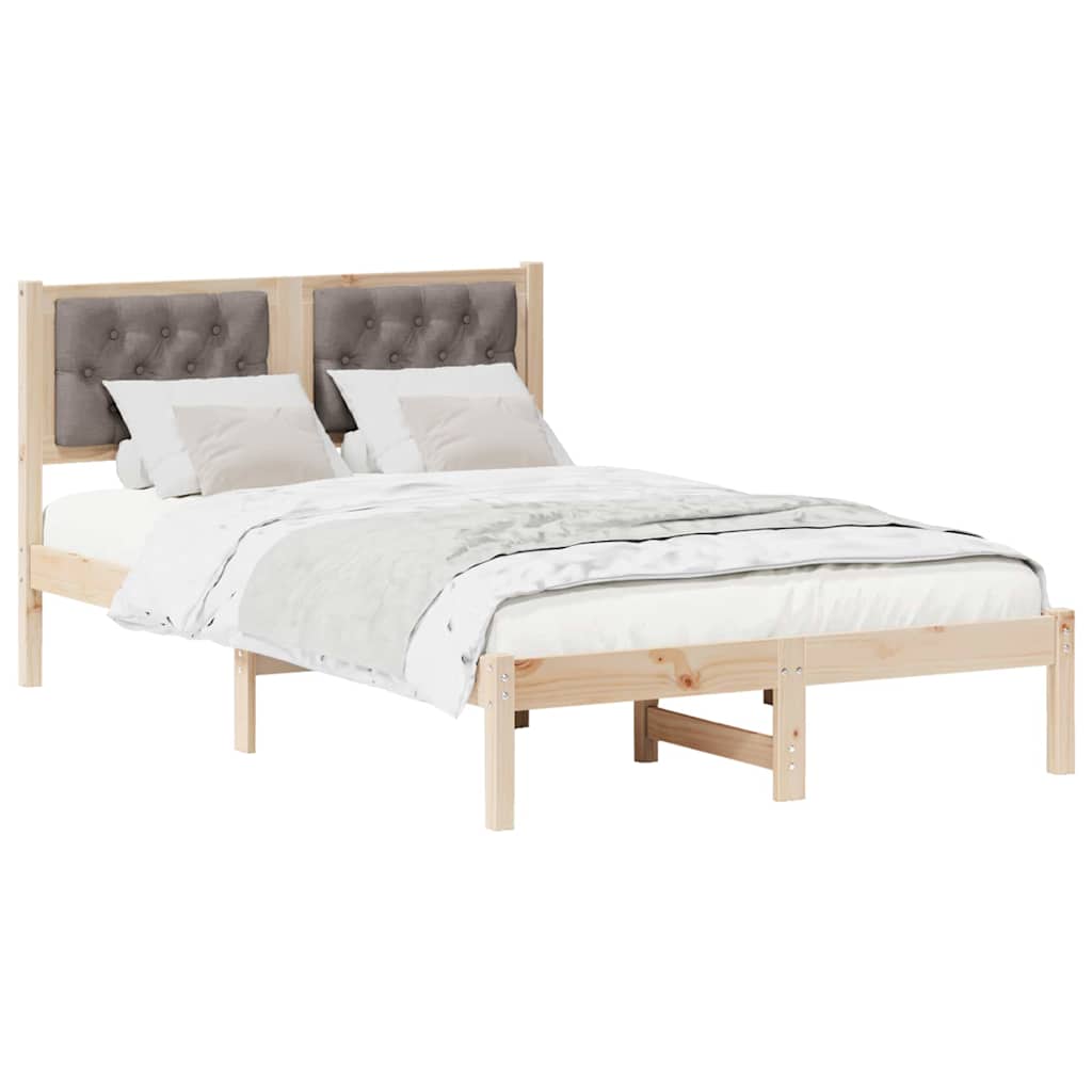 Bed Frame with Headboard Taupe 120 x 200 cm Solid Pine Wood