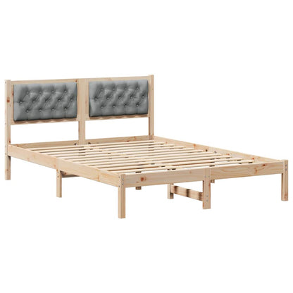 Bed Frame Light Grey 140 x 190 cm Solid Pine Wood