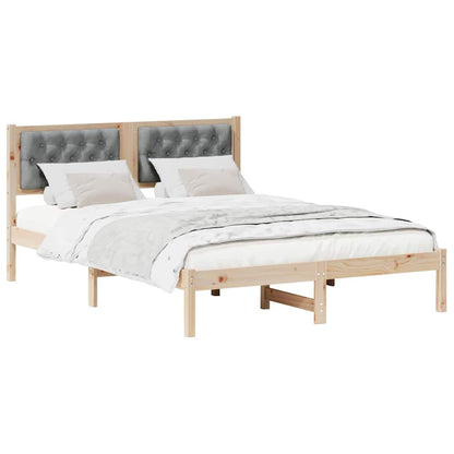 Bed Frame Light Grey 140 x 190 cm Solid Pine Wood