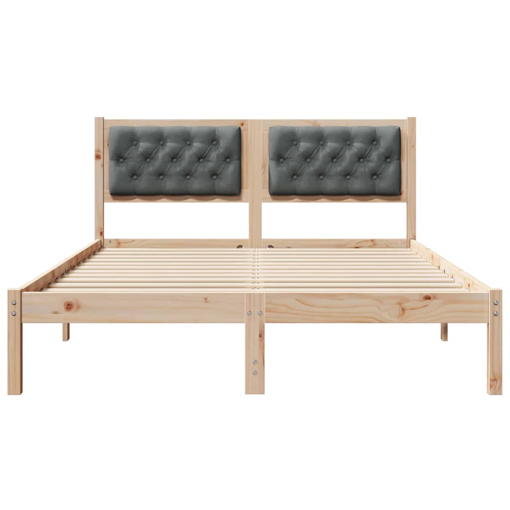 Bed Frame with Headboard Dark Grey 140 x 190 cm Solid Pine Wood