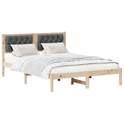Bed Frame with Headboard Dark Grey 140 x 190 cm Solid Pine Wood
