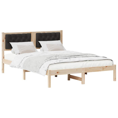 Bed Frame with Headboard Black 140 x 190 cm Solid Pine Wood