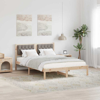 Bed Frame with Headboard Taupe 140 x 190 cm Solid Pine Wood