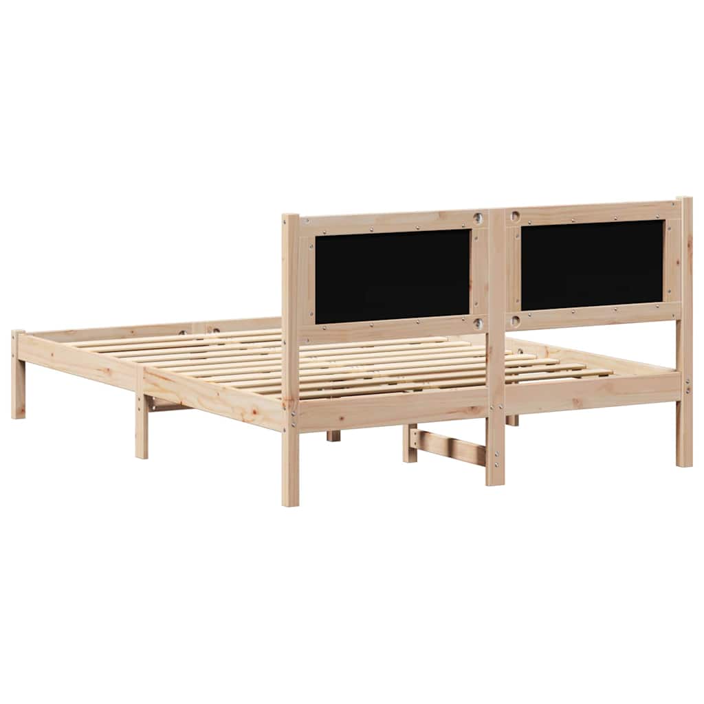 Bed Frame with Headboard Taupe 140 x 190 cm Solid Pine Wood