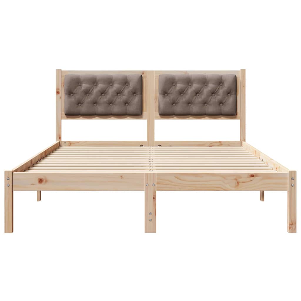 Bed Frame with Headboard Taupe 140 x 190 cm Solid Pine Wood