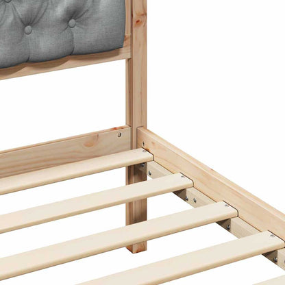 Bed Frame Light Grey 135 x 190 cm Solid Pine Wood