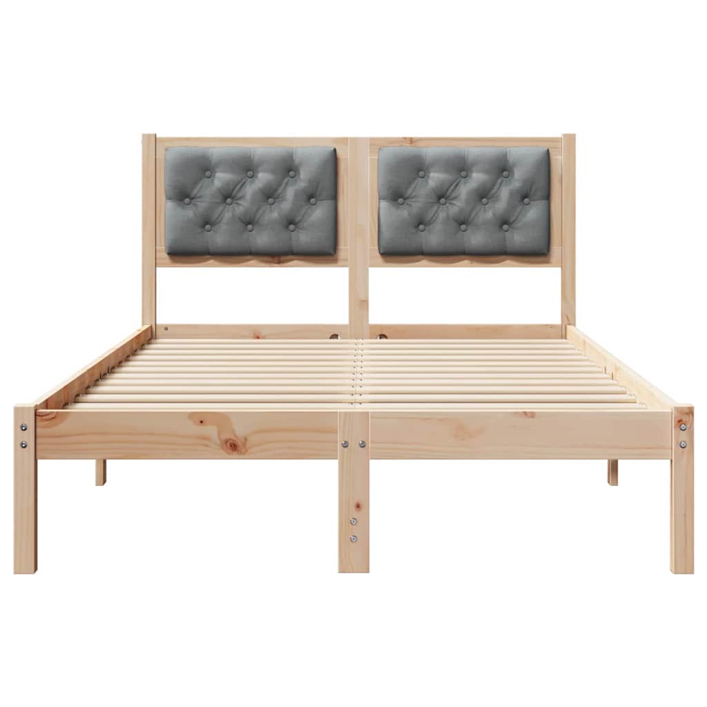 Bed Frame Light Grey 135 x 190 cm Solid Pine Wood