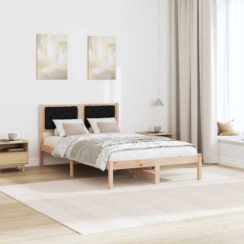 Bed Frame with Headboard Black 135 x 190 cm Solid Pine Wood