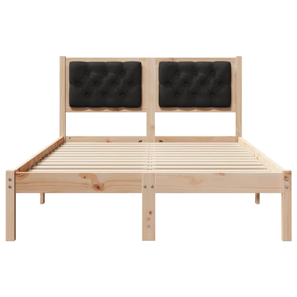 Bed Frame with Headboard Black 135 x 190 cm Solid Pine Wood