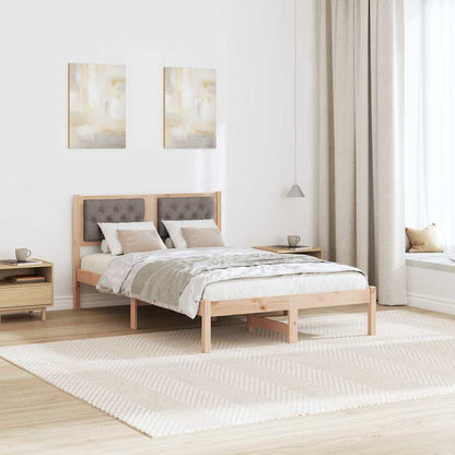 Bed Frame with Headboard Taupe 135 x 190 cm Solid Pine Wood
