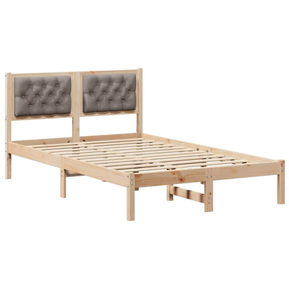 Bed Frame with Headboard Taupe 135 x 190 cm Solid Pine Wood