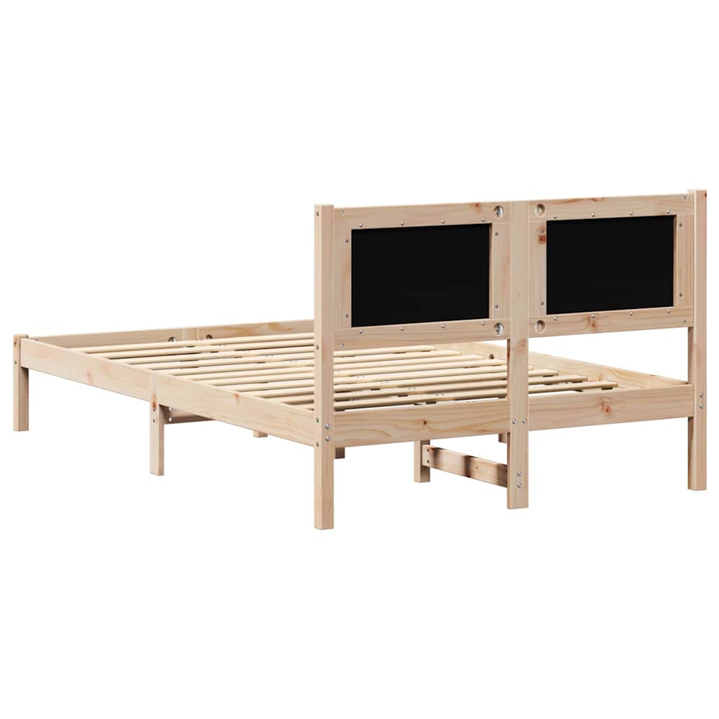 Bed Frame with Headboard Taupe 135 x 190 cm Solid Pine Wood