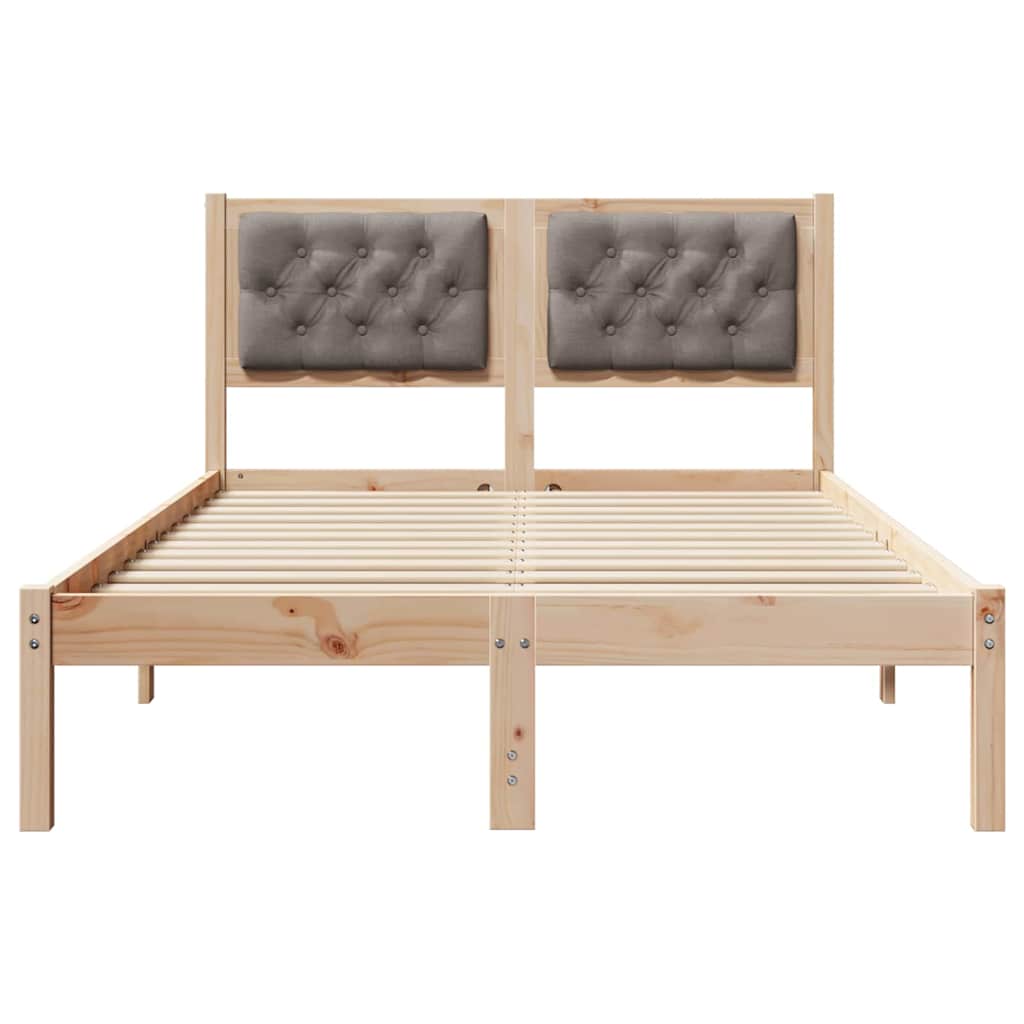 Bed Frame with Headboard Taupe 135 x 190 cm Solid Pine Wood