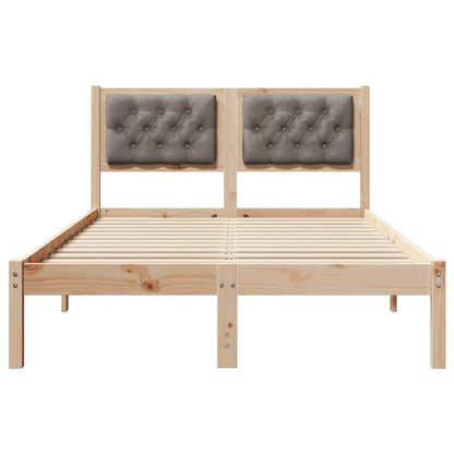 Bed Frame with Headboard Taupe 135 x 190 cm Solid Pine Wood