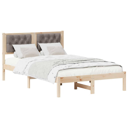 Bed Frame with Headboard Taupe 135 x 190 cm Solid Pine Wood