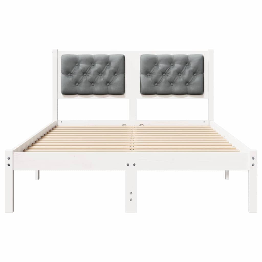 Bed Frame Light Grey 135 x 190 cm Solid Pine Wood