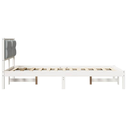 Bed Frame Light Grey 135 x 190 cm Solid Pine Wood