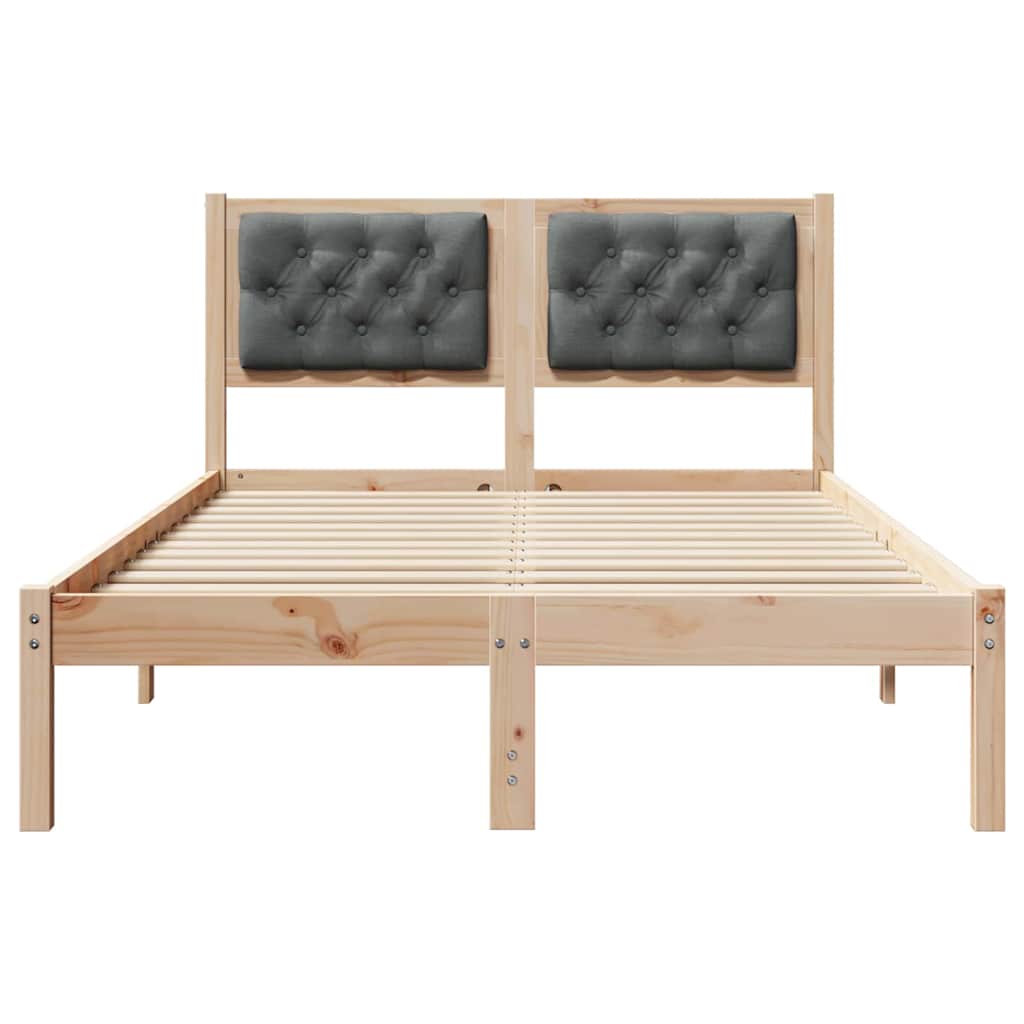 Bed Frame with Headboard Dark Grey 120 x 190 cm Solid Pine Wood
