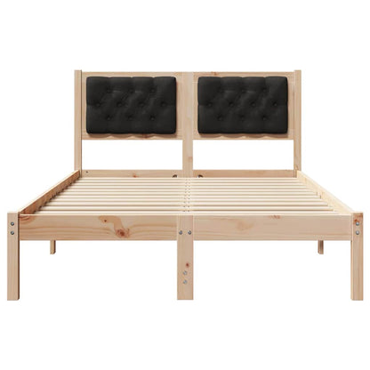 Bed Frame with Headboard Black 120 x 190 cm Solid Pine Wood