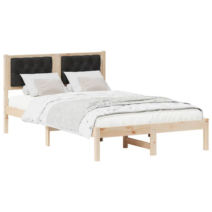 Bed Frame with Headboard Black 120 x 190 cm Solid Pine Wood