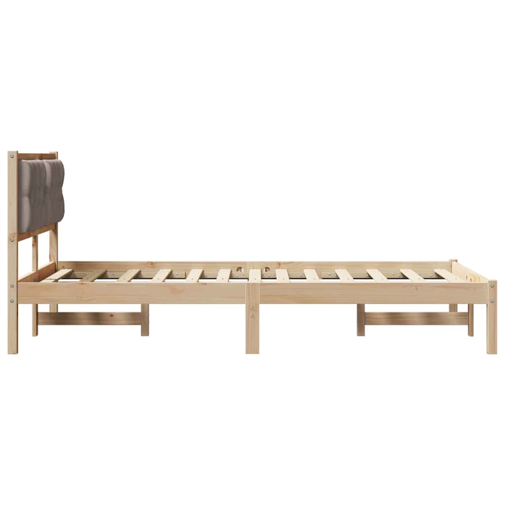 Bed Frame with Headboard Taupe 120 x 190 cm Solid Pine Wood