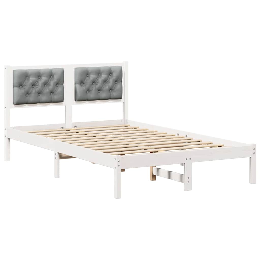 Bed Frame Light Grey 120 x 190 cm Solid Pine Wood