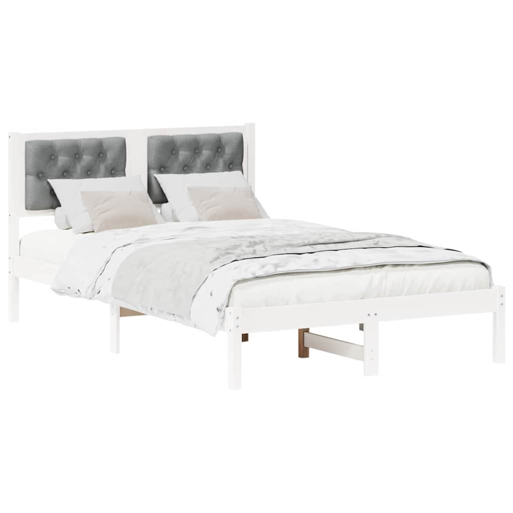 Bed Frame Light Grey 120 x 190 cm Solid Pine Wood