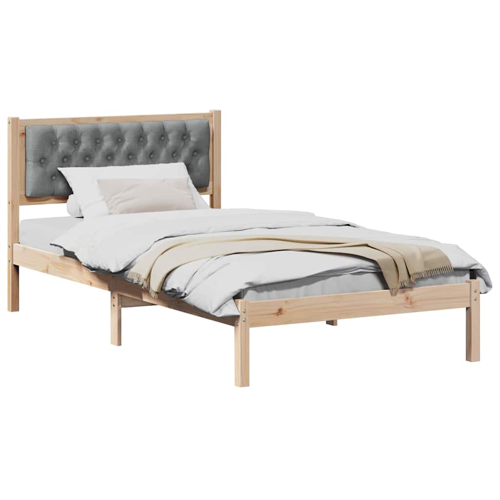 Bed Frame Light Grey 100 x 200 cm Solid Pine Wood