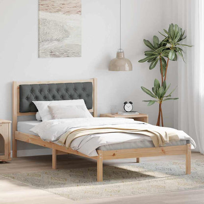 Bed Frame with Headboard Dark Grey 100 x 200 cm Solid Pine Wood