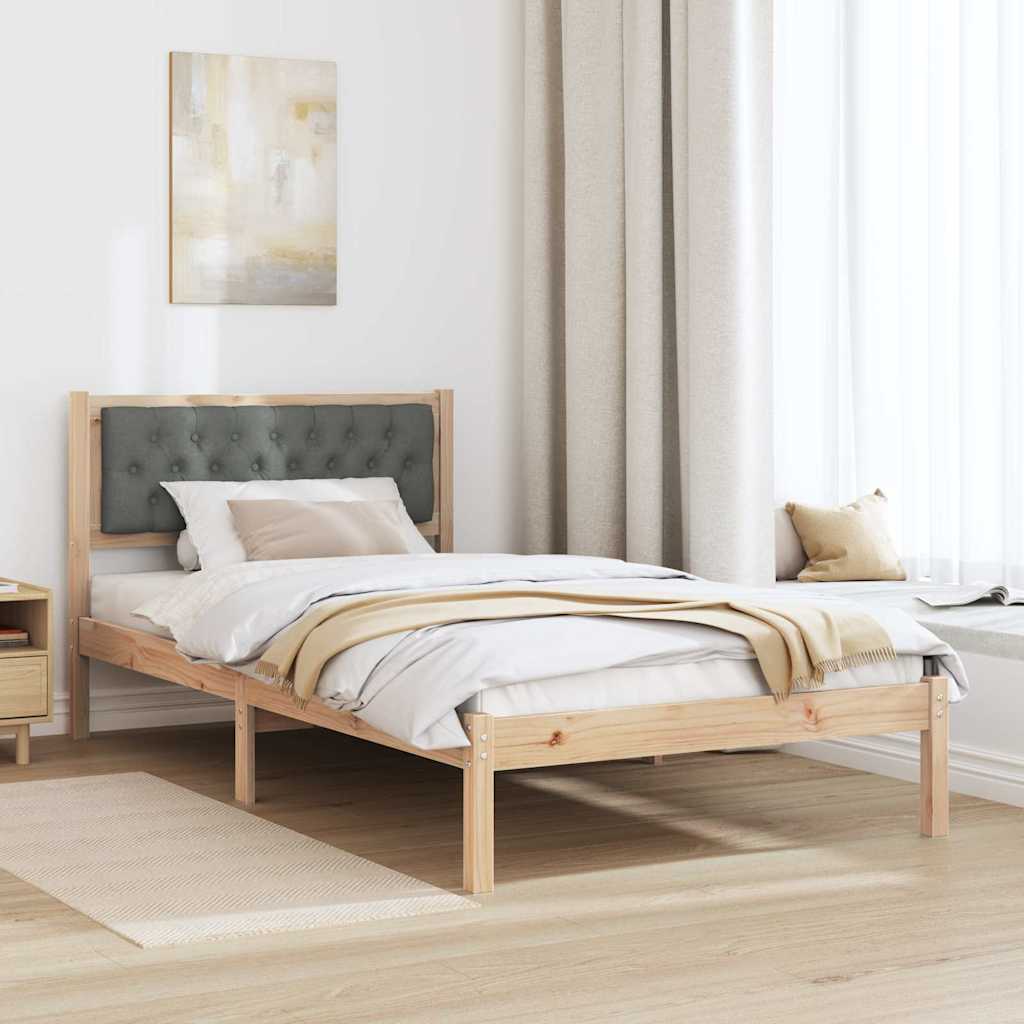 Bed Frame with Headboard Dark Grey 100 x 200 cm Solid Pine Wood