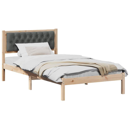 Bed Frame with Headboard Dark Grey 100 x 200 cm Solid Pine Wood