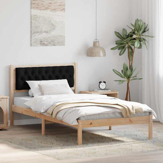 Bed Frame with Headboard Black 100 x 200 cm Solid Pine Wood