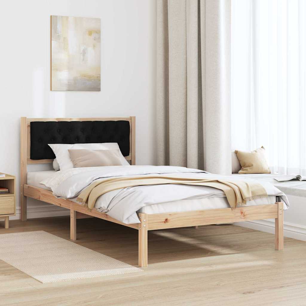 Bed Frame with Headboard Black 100 x 200 cm Solid Pine Wood