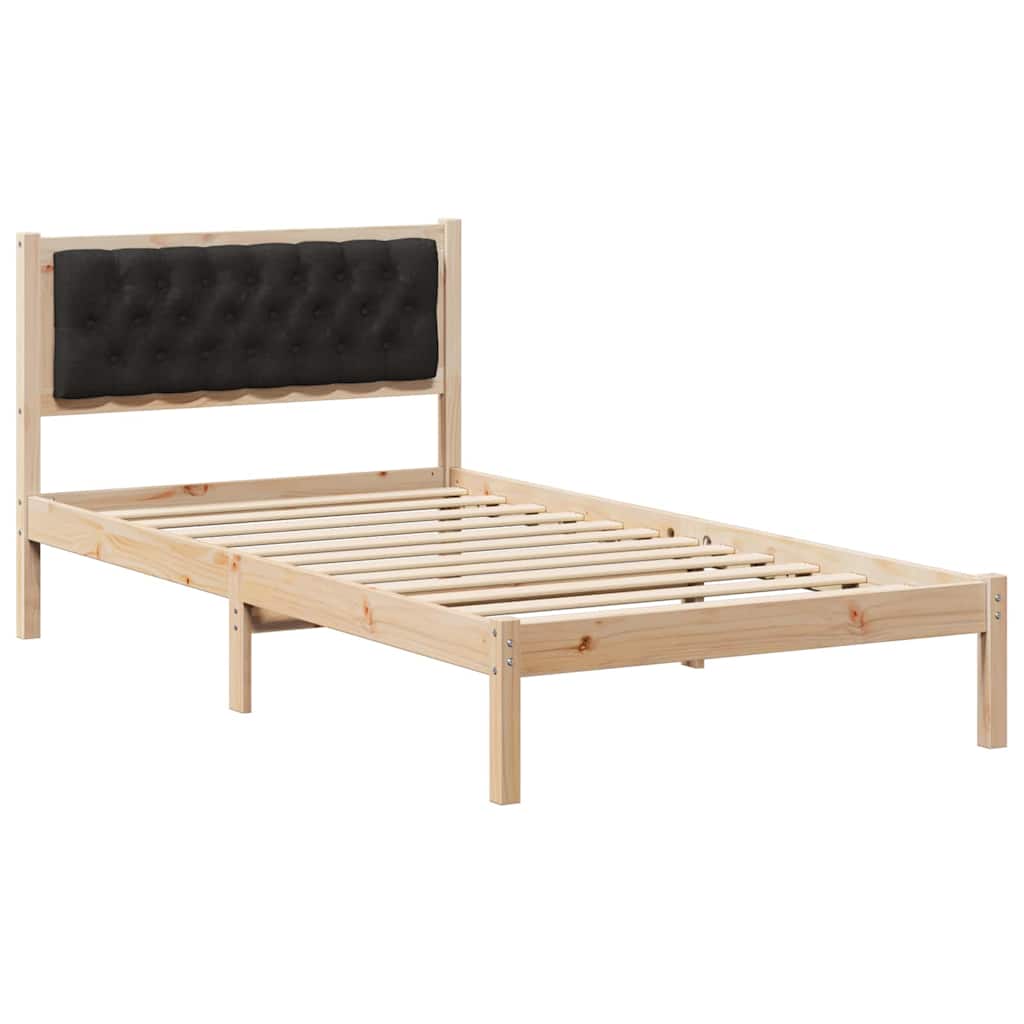 Bed Frame with Headboard Black 100 x 200 cm Solid Pine Wood