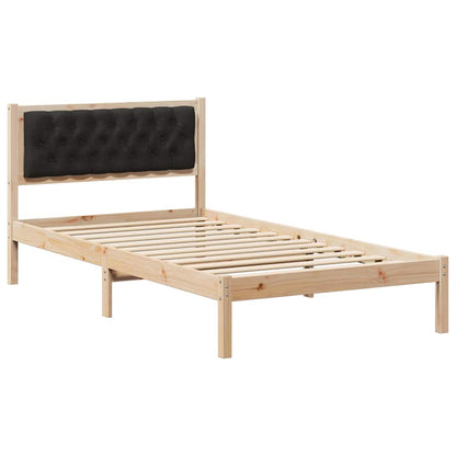 Bed Frame with Headboard Black 100 x 200 cm Solid Pine Wood