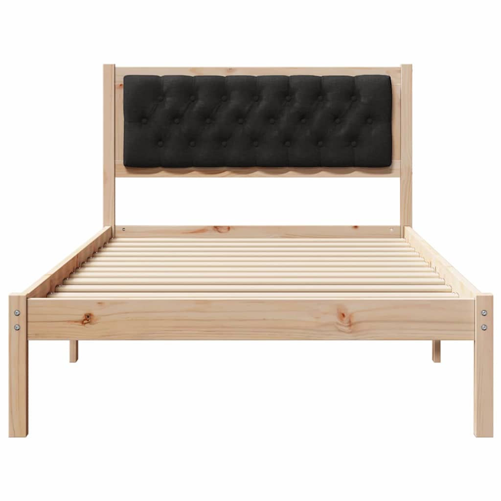 Bed Frame with Headboard Black 100 x 200 cm Solid Pine Wood