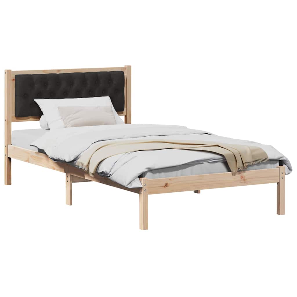 Bed Frame with Headboard Black 100 x 200 cm Solid Pine Wood