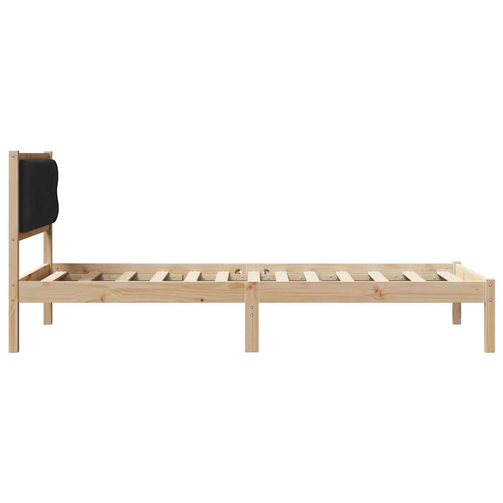 Bed Frame with Headboard Black 100 x 200 cm Solid Pine Wood