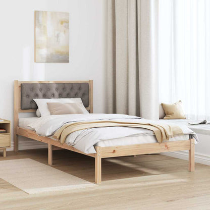 Bed Frame with Headboard Taupe 100 x 200 cm Solid Pine Wood