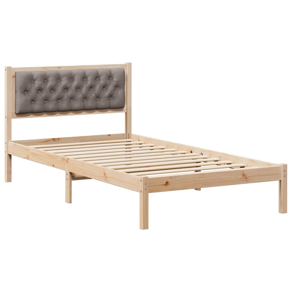 Bed Frame with Headboard Taupe 100 x 200 cm Solid Pine Wood