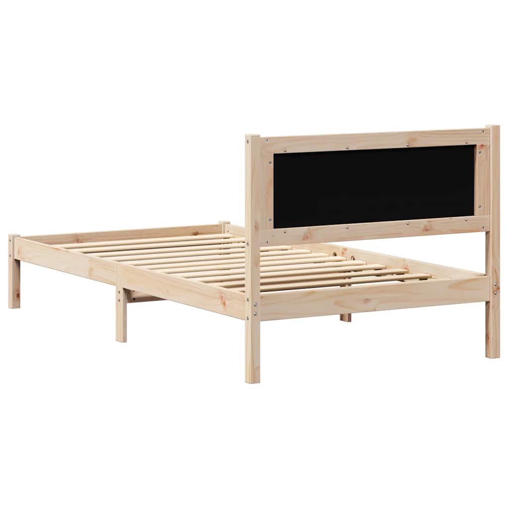 Bed Frame with Headboard Taupe 100 x 200 cm Solid Pine Wood