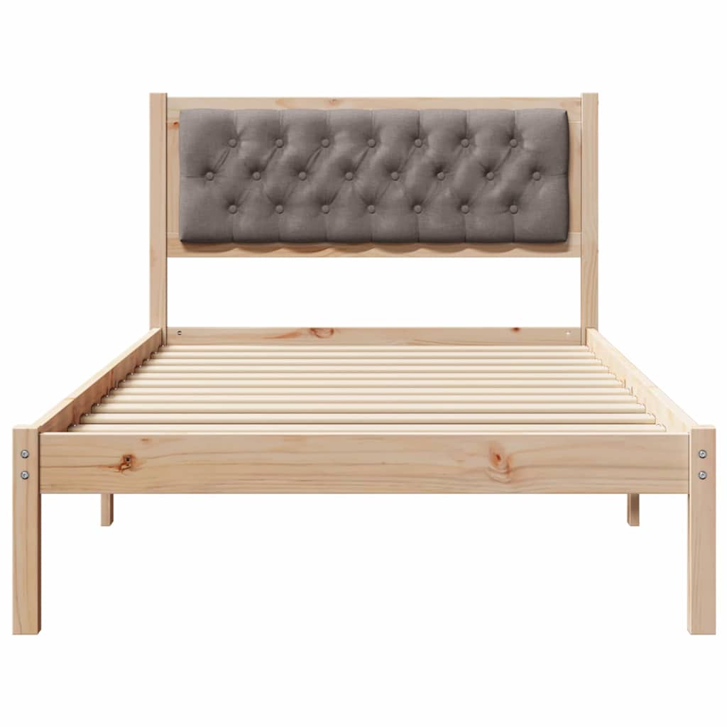 Bed Frame with Headboard Taupe 100 x 200 cm Solid Pine Wood