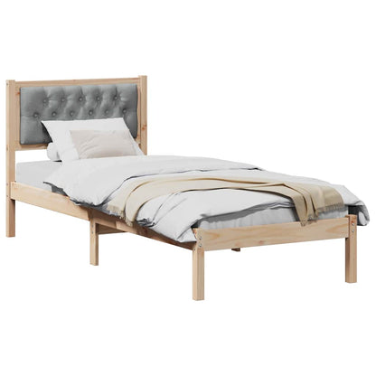 Bed Frame with Headboard Light Grey 90 x 200 cm Solid Pine Wood